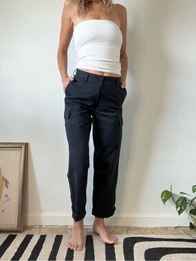 Cropped Cargo Ankle Pants in Black